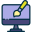 icon of a computer screen with a paintbrush